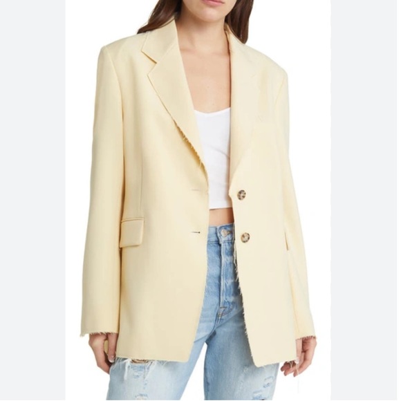 NWT FRAME Oversized Raw Edge Blazer in Butter - Picture 2 of 10
